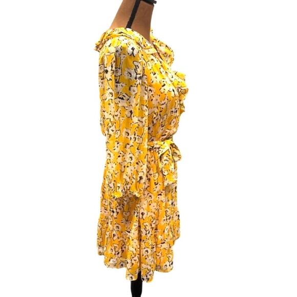 Karl Lagerfeld Paris Chiffon Floral Print V-Neck Ruffle Mini Dress – NWT Size 6 - Picture 6 of 15